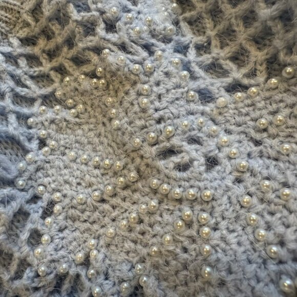 Vtg Jaclyn Smith BEADED Embroidered Sweater Blue Size Large Cottagecore - Picture 7 of 8